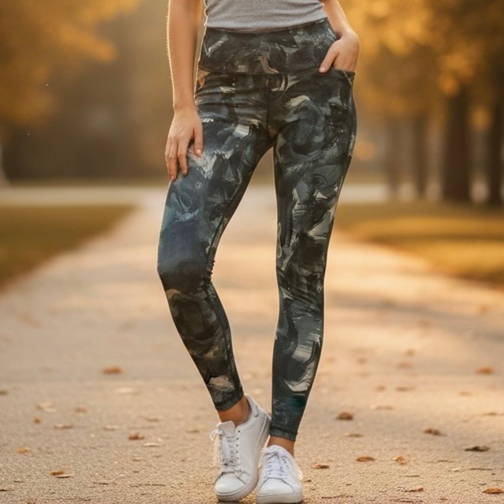Fabletics Powerhold Leggings Abstract Brushstroke Print Athleisure Active Size S